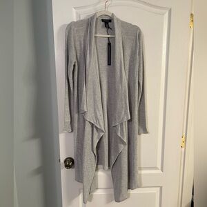 White House Black Market Light Gray Drape Cardigan small